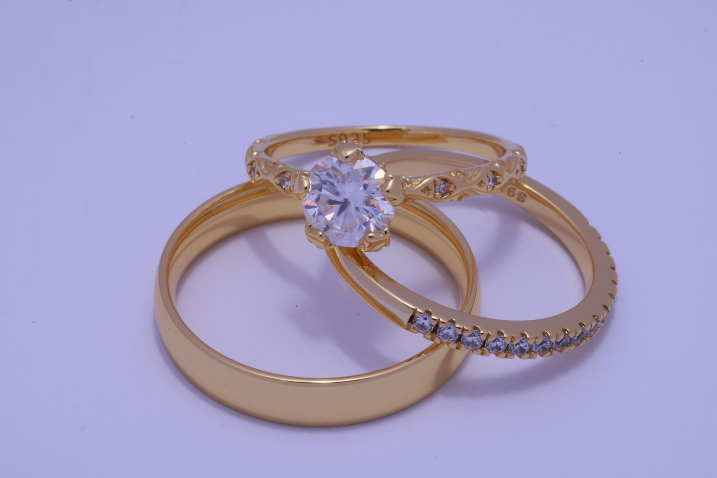 Trio de boda Jardin de promesas - Bañado en oro vermeil 18K