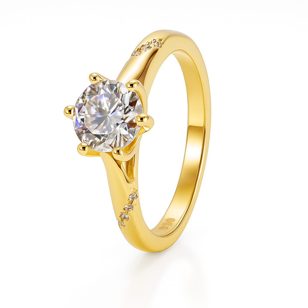 Anillo de compromiso Luz del corazon con piedra mosanita 1CT