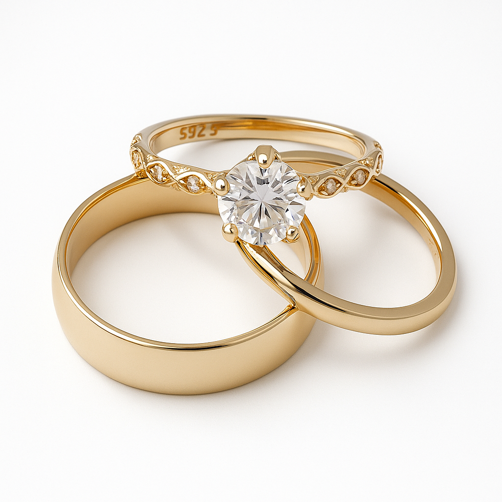 Trio de boda Jardin de promesas - Bañado en oro vermeil 18K