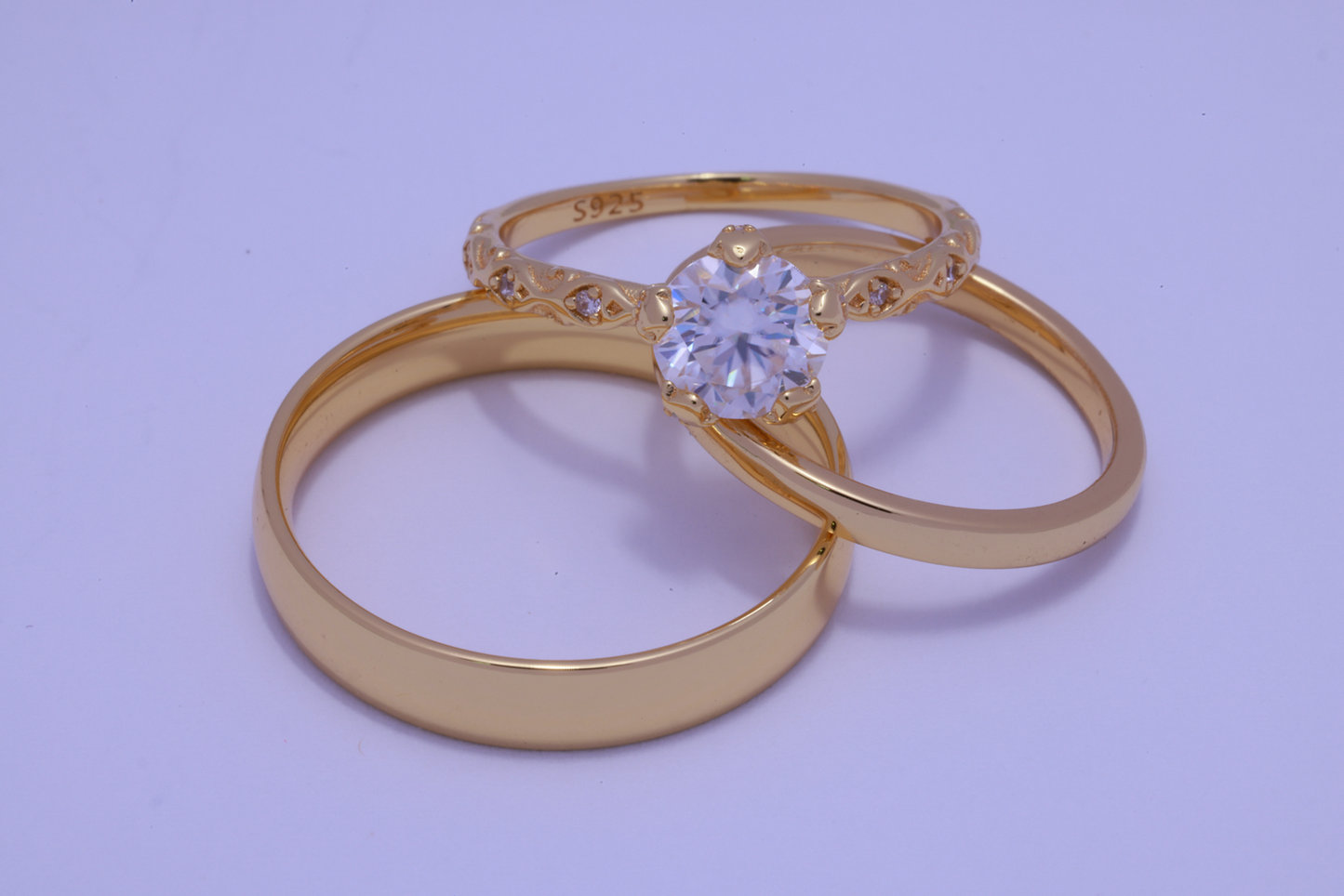 Trio de boda Jardin de promesas - Bañado en oro vermeil 18K