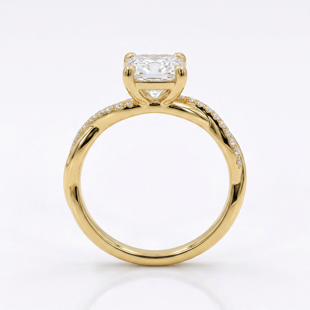 Lazo Eterno — Anillo de Compromiso Princess Twist en Vermeil u Oro Sólido