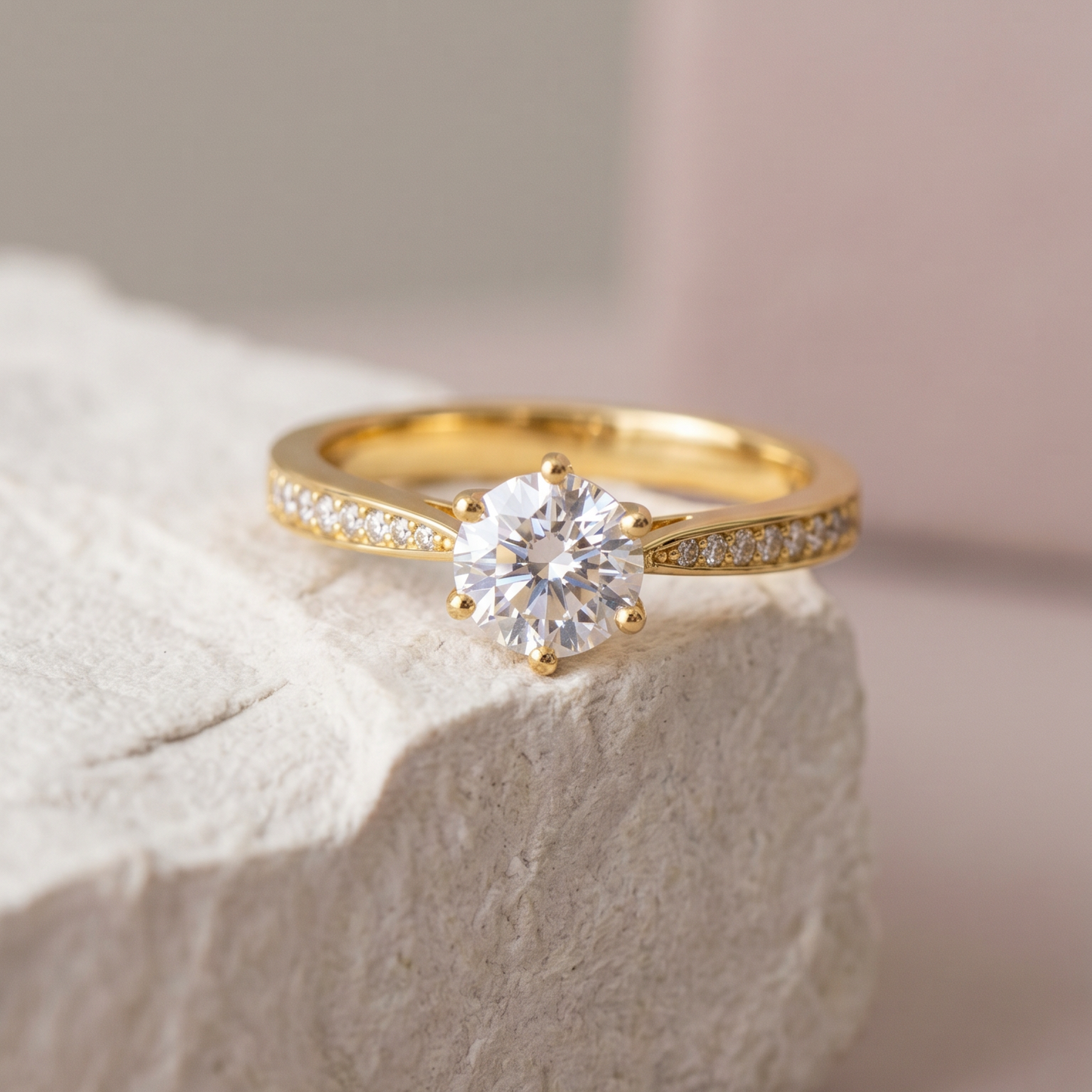 Trío de Boda Nexo Radiante — Set Completo con Moissanite en Vermeil de Oro