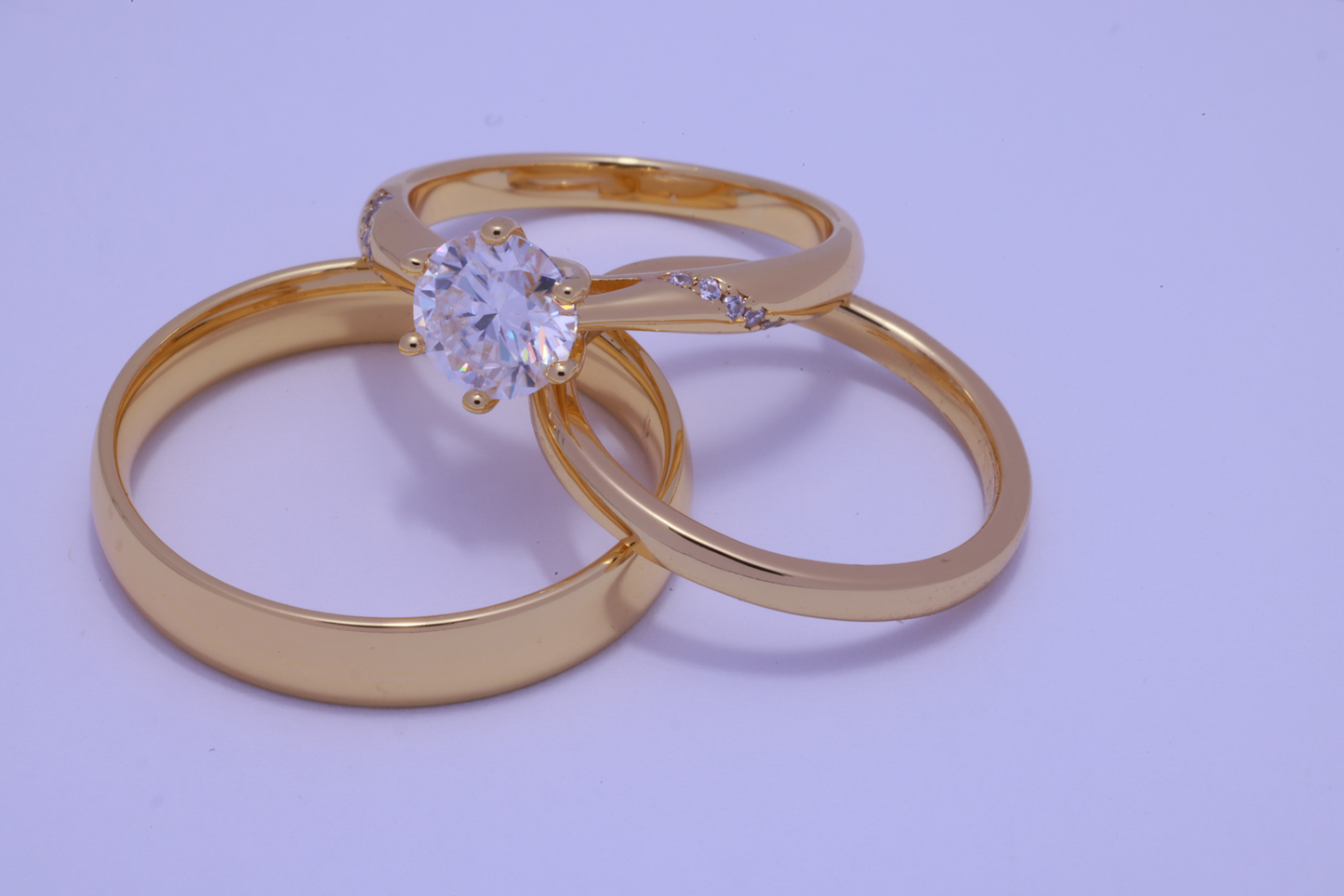 Trio de boda luz del corazon - Bañado en oro vermeil 18K