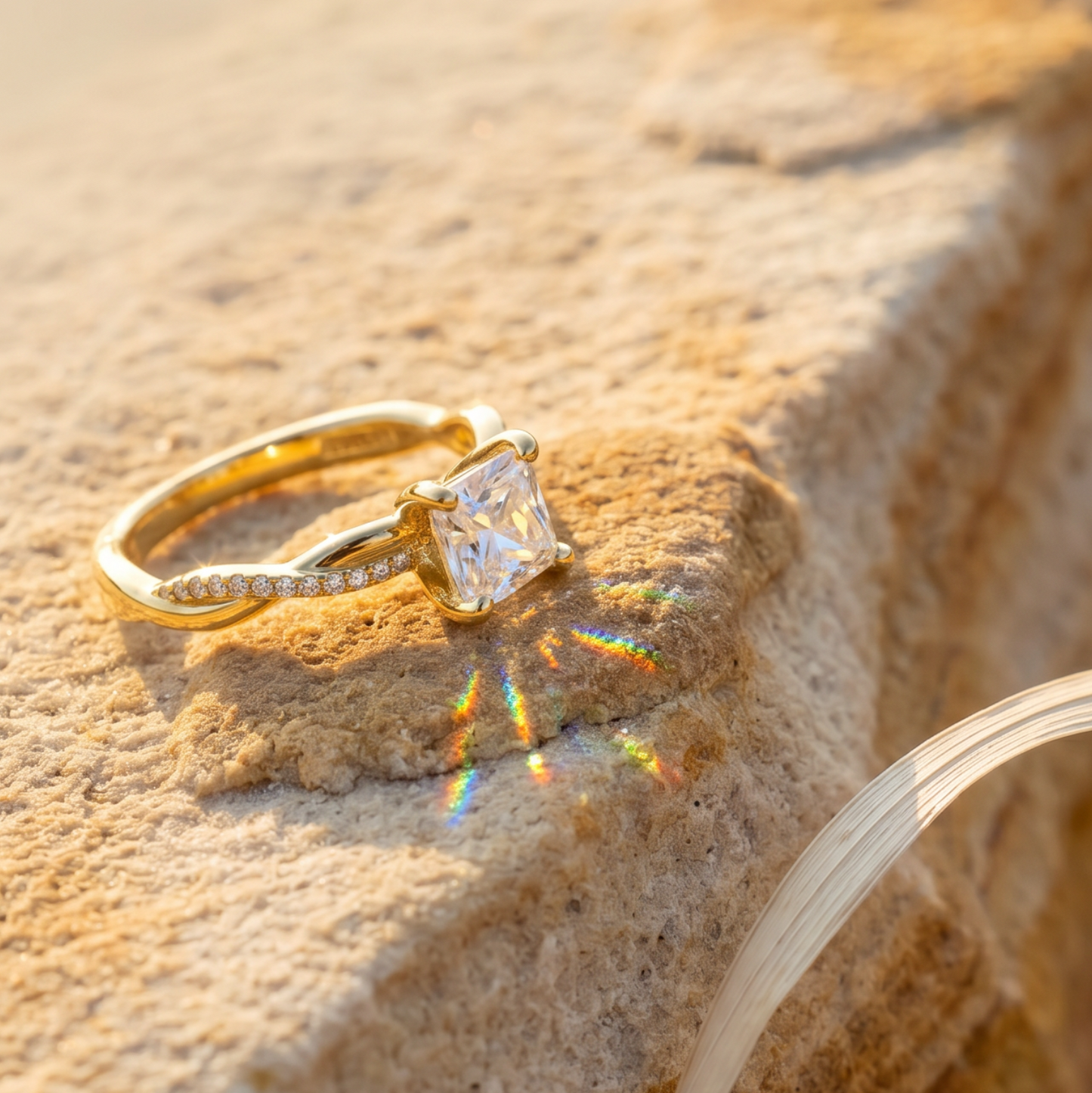 Trío de Boda Lazo Eterno — Set Completo en Vermeil de Oro con Zirconia
