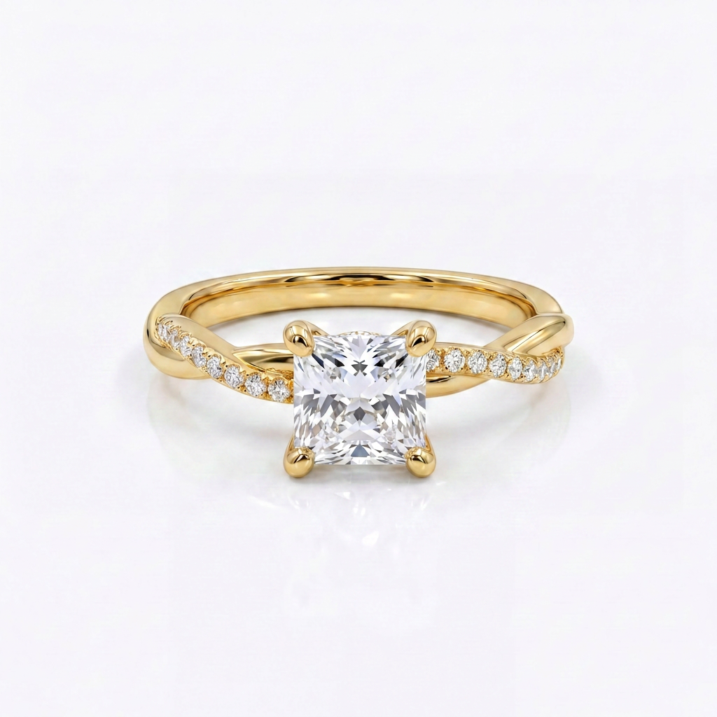 Lazo Eterno — Anillo de Compromiso Princess Twist en Vermeil u Oro Sólido