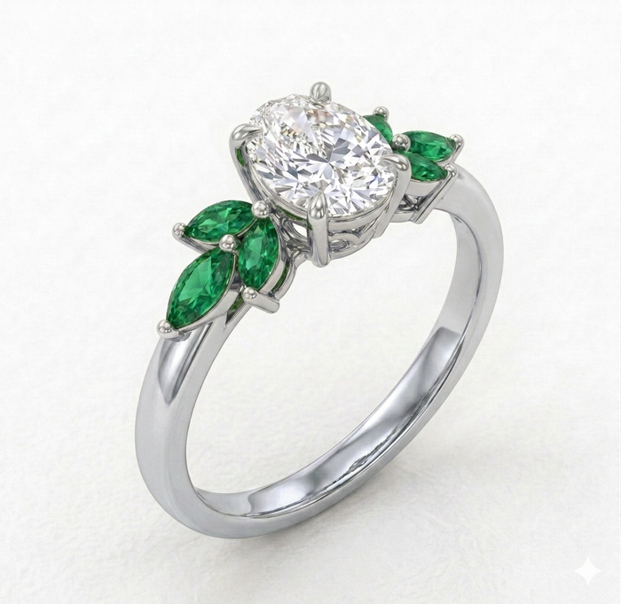 Jardín de Esmeralda · Anillo con moissanita y esmeraldas en plata 925 — SilverShine