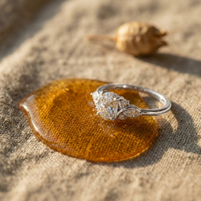Jardín de Luz · Anillo de compromiso oval botánico en plata 925 — SilverShine (vista 6)