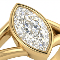 Caricia Dorada — Anillo Solitario Marquise Bezel en Oro Sólido