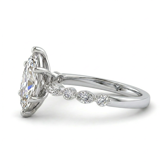 Anillo Destello Marquise con moissanita en plata 925 — SilverShine (vista 3)