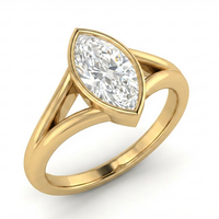 Caricia Dorada — Anillo Solitario Marquise Bezel en Oro Sólido