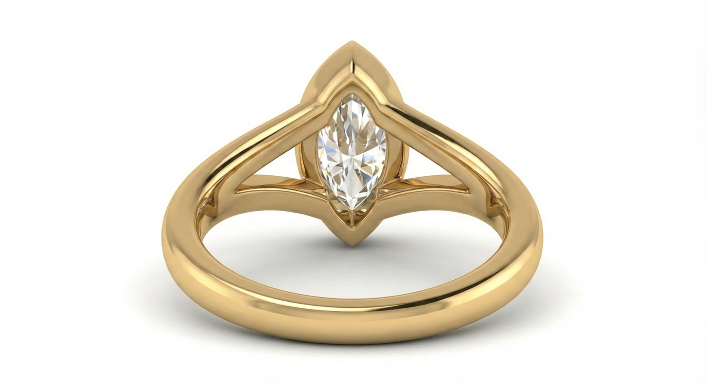 Caricia Dorada · Anillo Solitario Marquise Bezel en Oro Sólido en oro sólido — SilverShine (vista 4)
