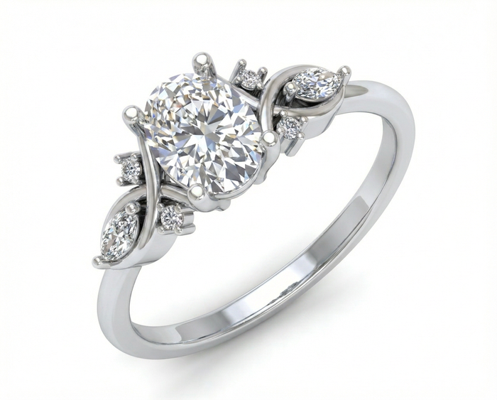 Jardín de Luz · Anillo de compromiso oval botánico en plata 925 — SilverShine