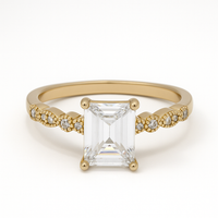 Anillo de compromiso corte esmeralda oro 10K, 14k, oro vermeil 18k