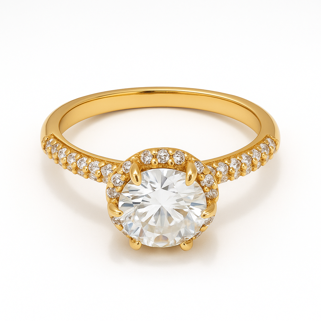 Anillo de compromiso Cumbre de Amor con piedra mosanita 1CT