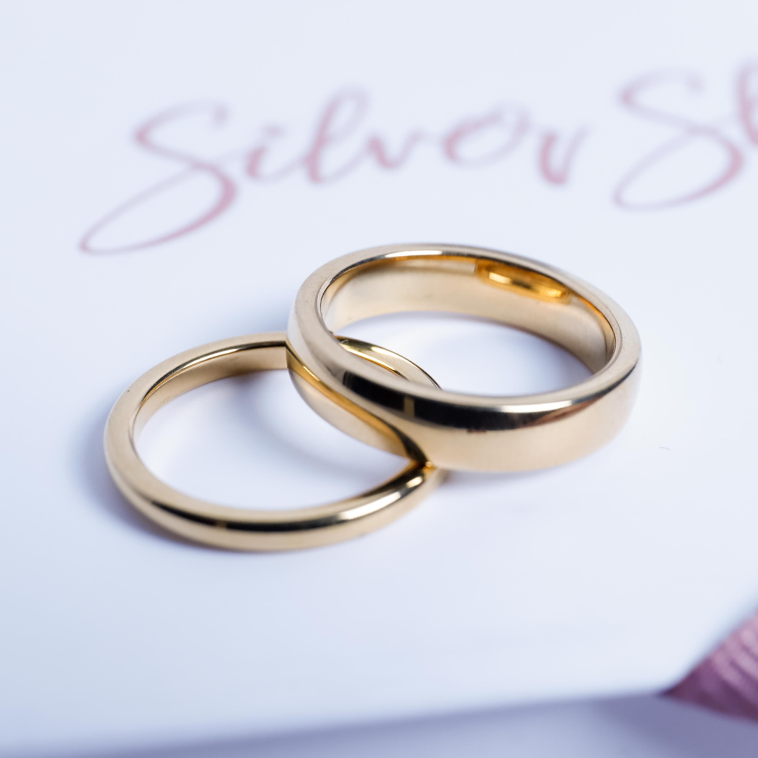 Trío de boda con piedra Moissanita de 1CT en oro sólido — SilverShine (vista 6)
