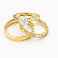 Trio de boda luz del corazon - Bañado en oro  vermeil 18K