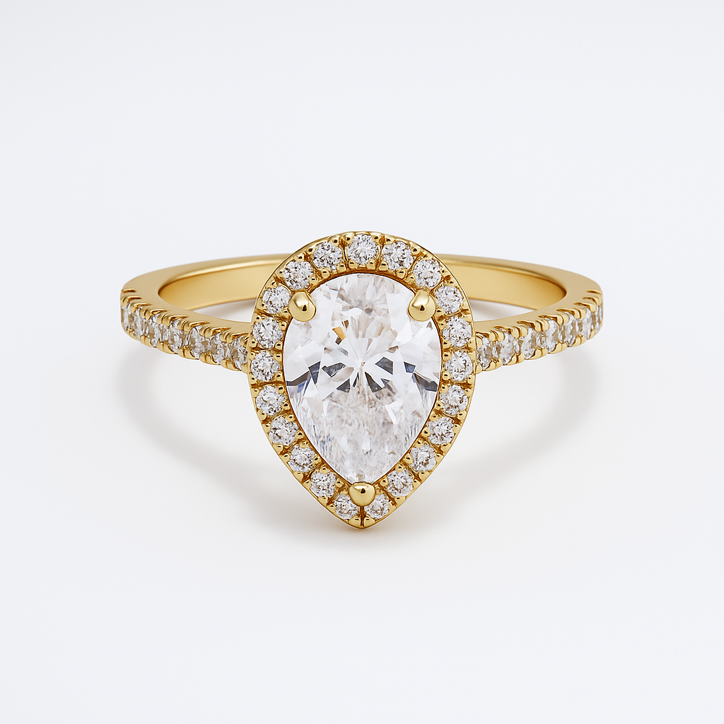 Anillo de compromiso Llama Serena con piedra Circonia en forma de gota en oro, vermeil o plata 925 — SilverShine