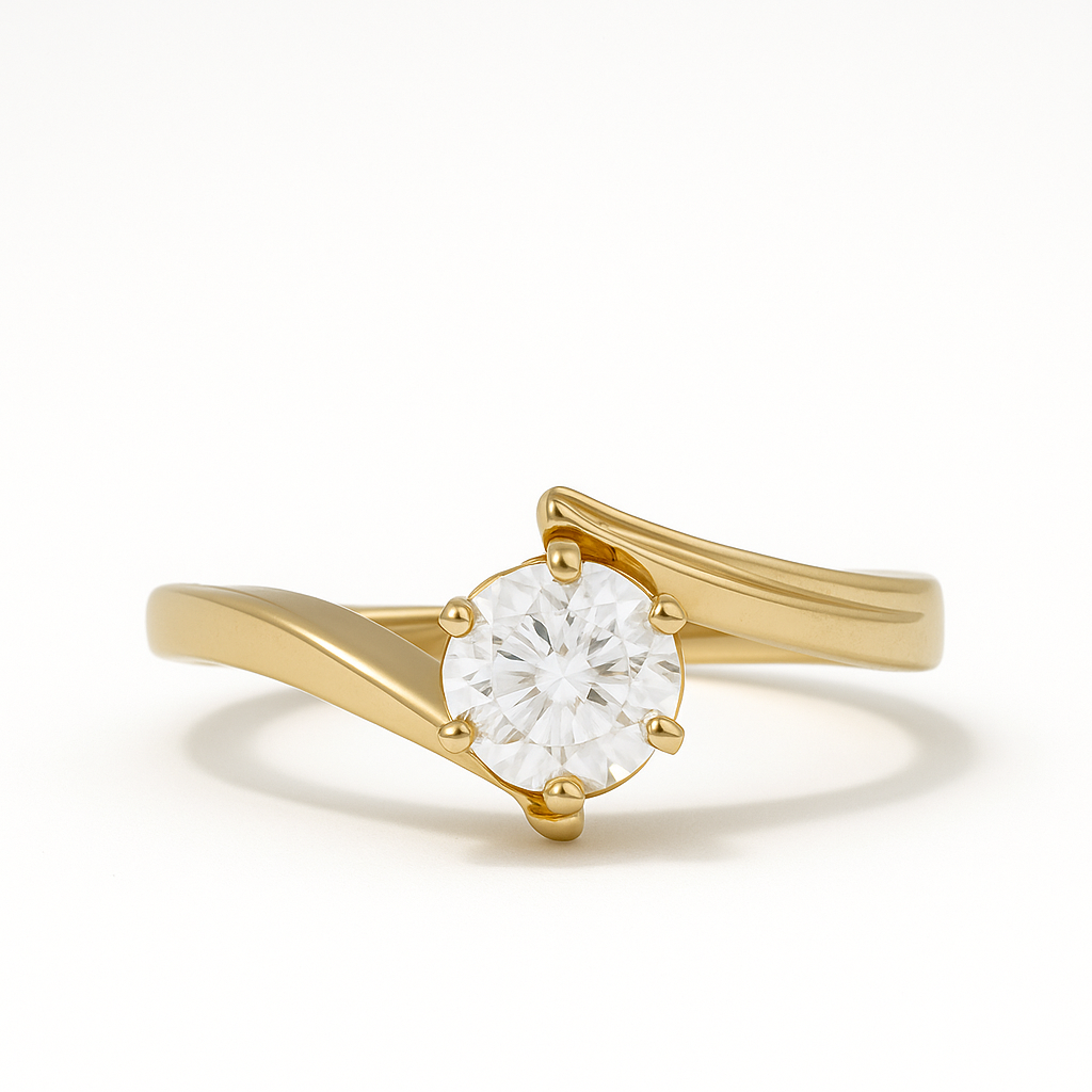 Anillo de compromiso Giro del Destino con piedra mosanita