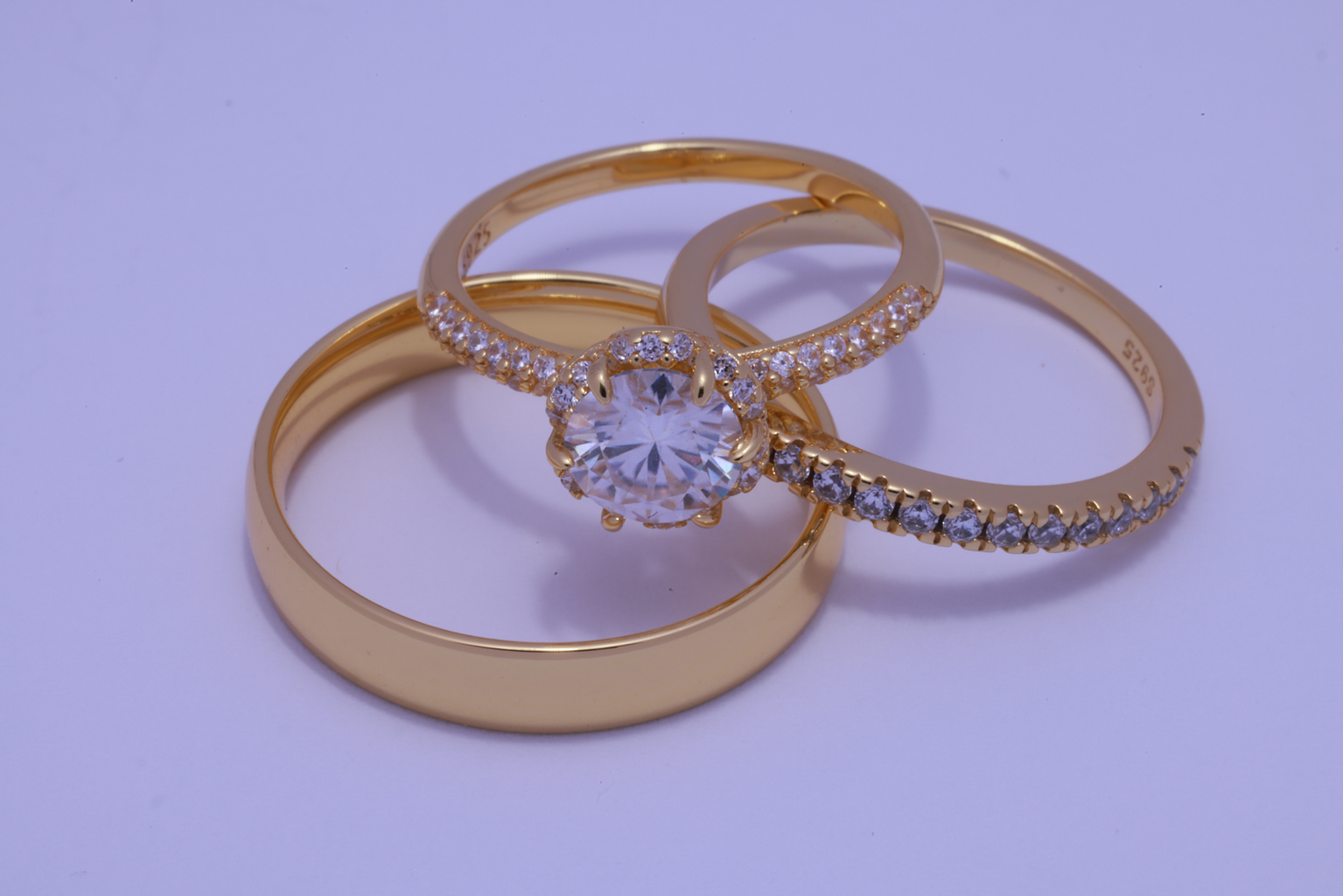 Trio de boda Cumbre de Amor - Bañado en Oro vermeil