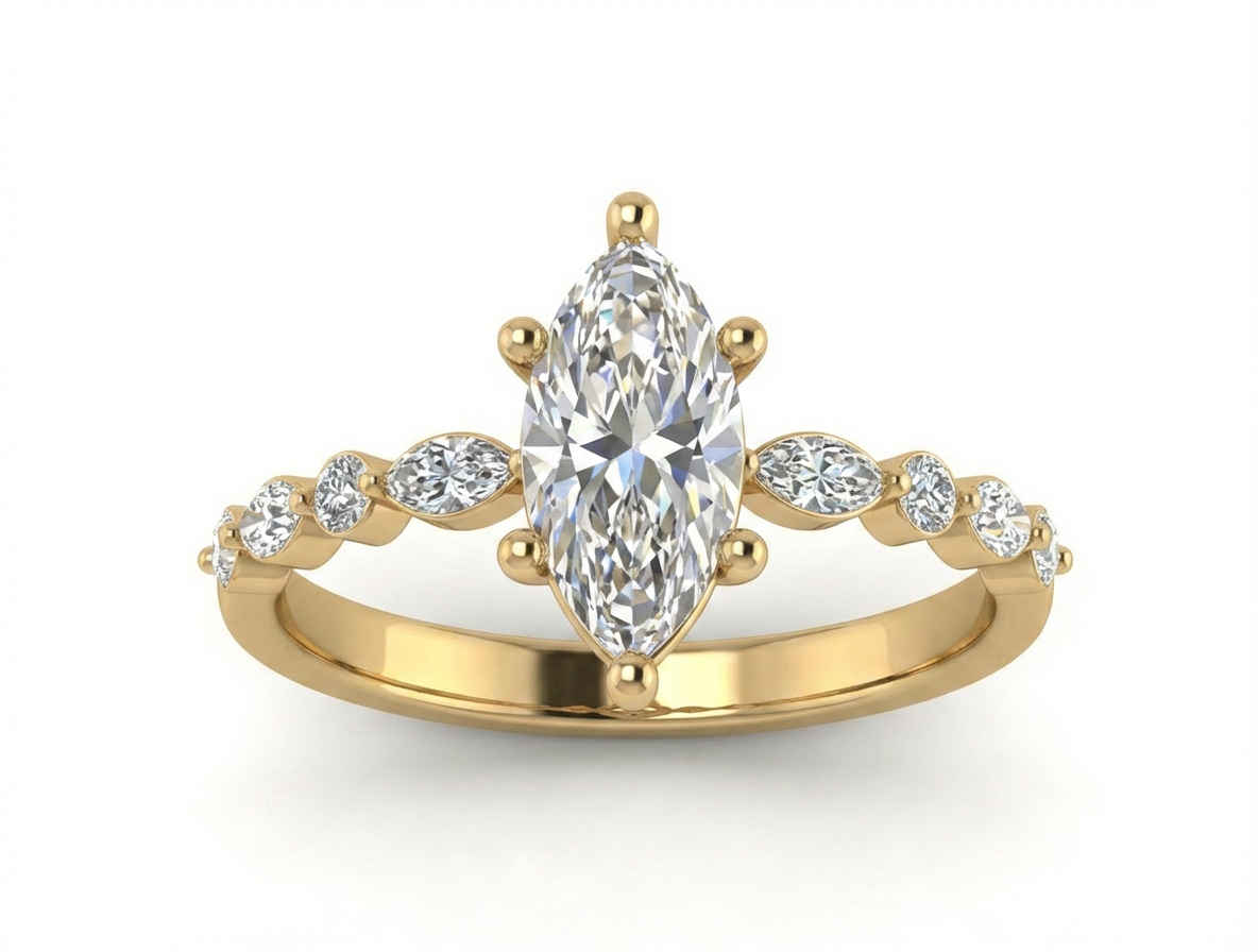 Anillo Destello Marquise — Oro Sólido 10K / 14K / 18K