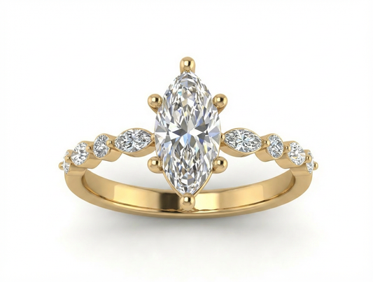 Anillo Destello Marquise — Oro Sólido 10K / 14K / 18K