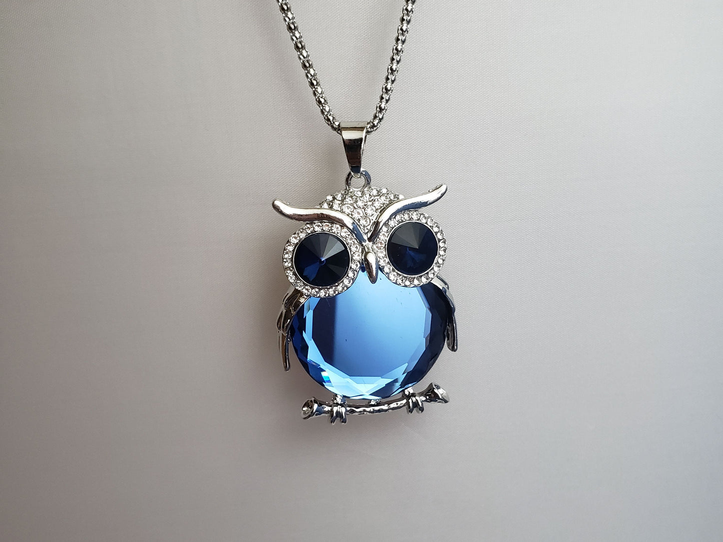 Blue Moon Owl Necklace and Earrings