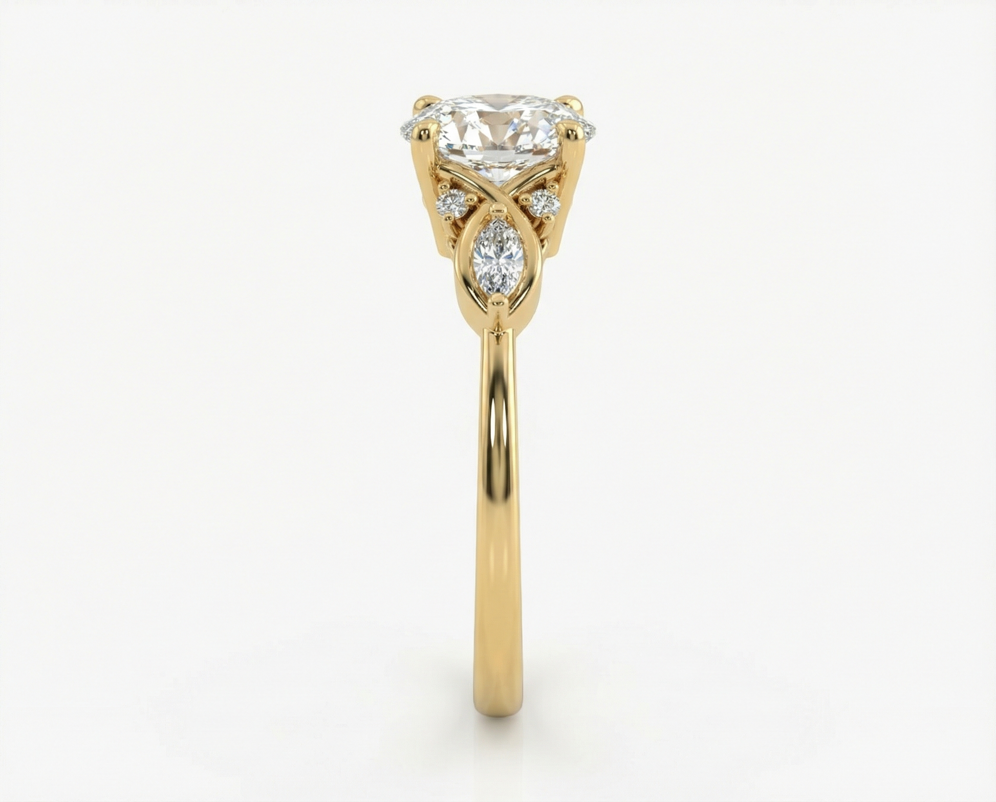 Jardín de Luz · Anillo de Compromiso Oval con Diseño Botánico en oro, vermeil o plata 925 — SilverShine (vista 3)