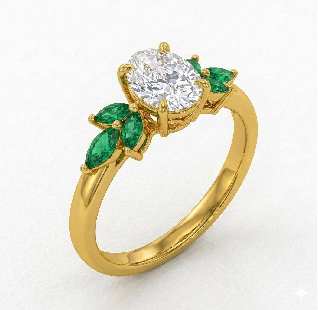 Jardin de esmeralda - Moissanita, diamante y esmerldas