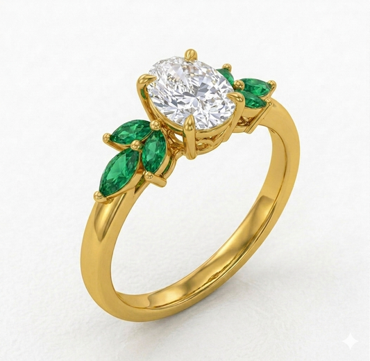Jardin de esmeralda - Moissanita, diamante y esmerldas
