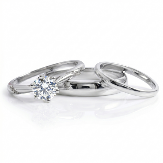 Trio Luz del corazon - Plata 925 y cristal moissanita