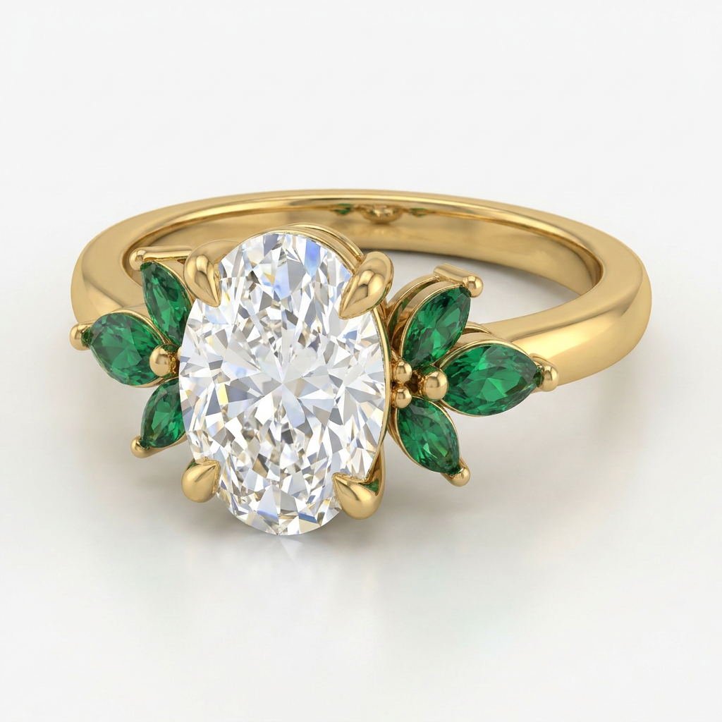 Jardín de Esmeralda · Moissanita, diamante y esmeraldas en oro, vermeil o plata 925 — SilverShine (vista 2)