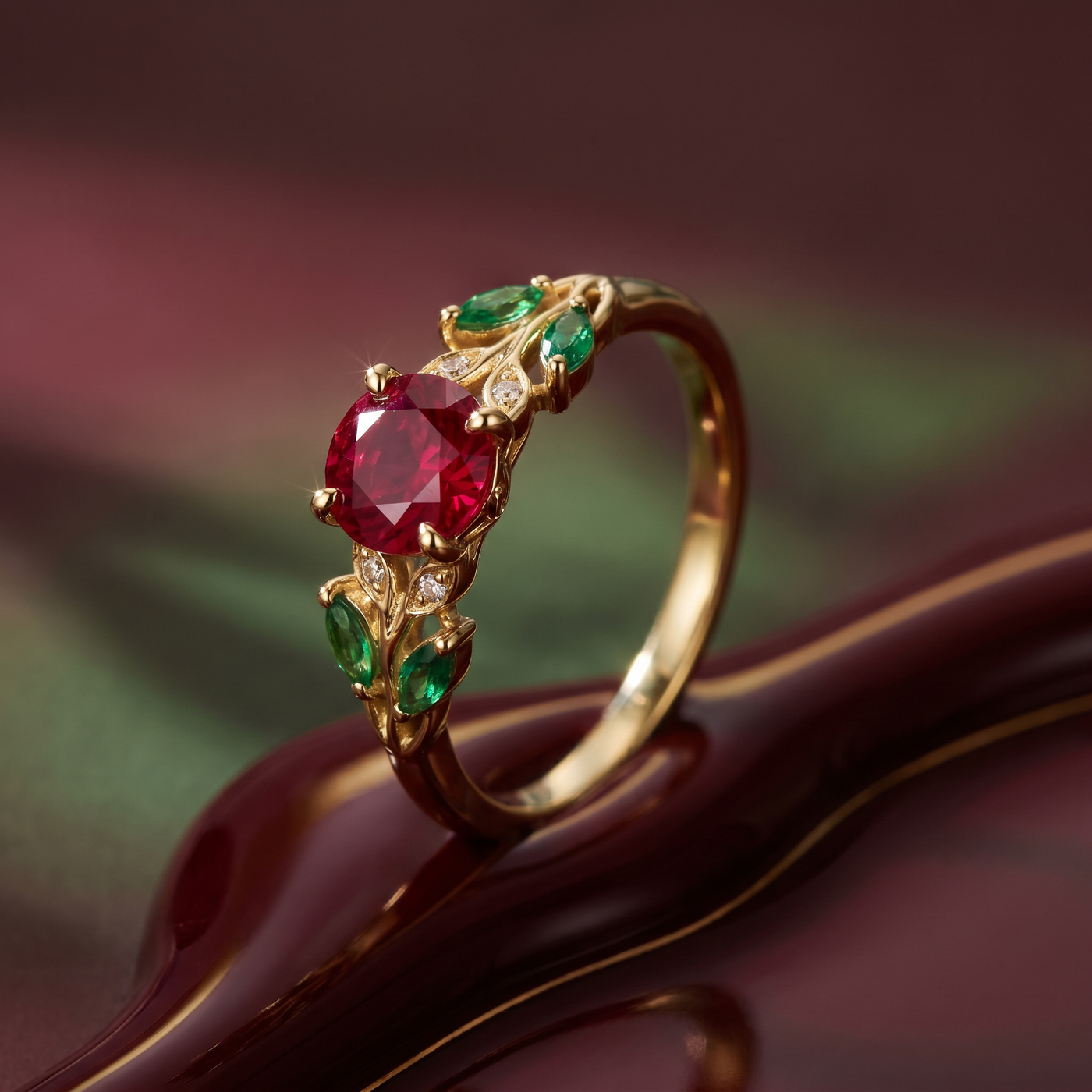 Rosa Eterna · Rubí, Esmeralda y diamante en oro, vermeil o plata 925 — SilverShine (vista 6)