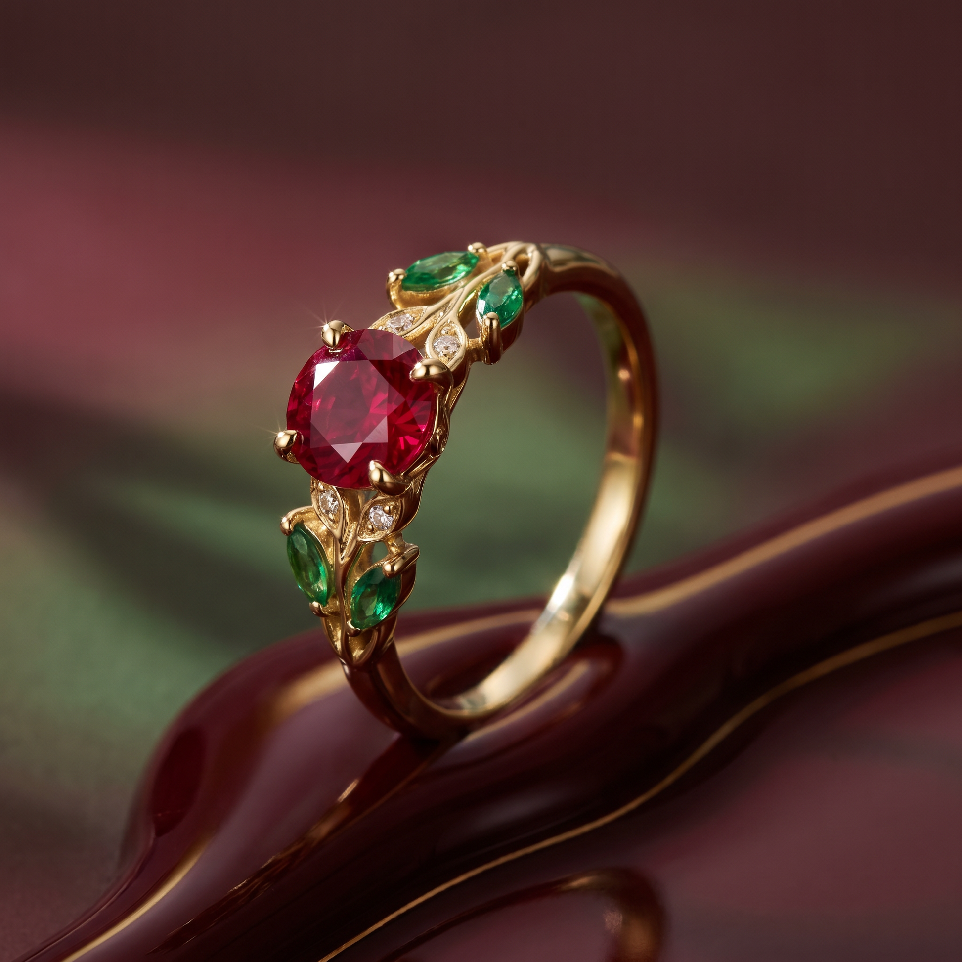 Rosa Eterna · Rubí, Esmeralda y diamante en oro, vermeil o plata 925 — SilverShine (vista 6)