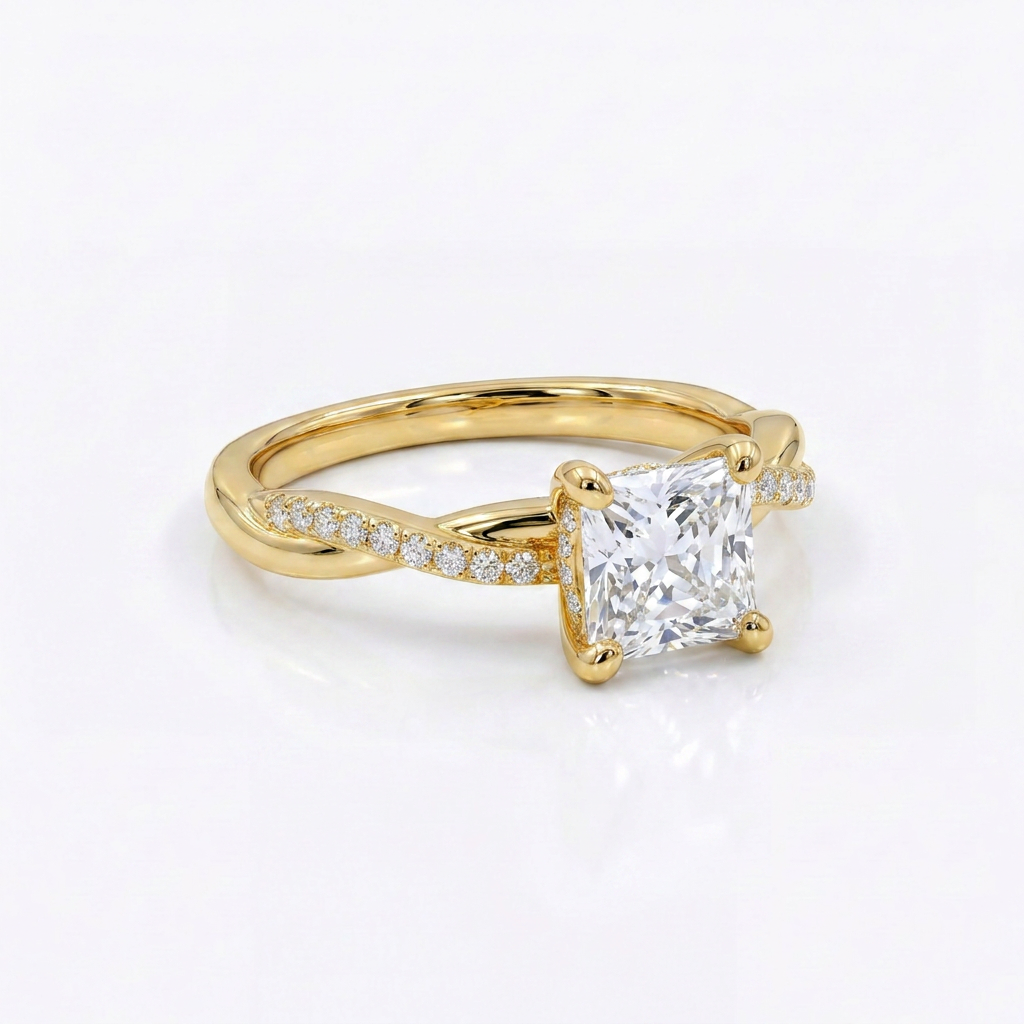 Lazo Eterno — Anillo de Compromiso Princess Twist en Vermeil u Oro Sólido