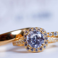 El Trío Perfecto con circonia en forma cuadrada - Oro Solido