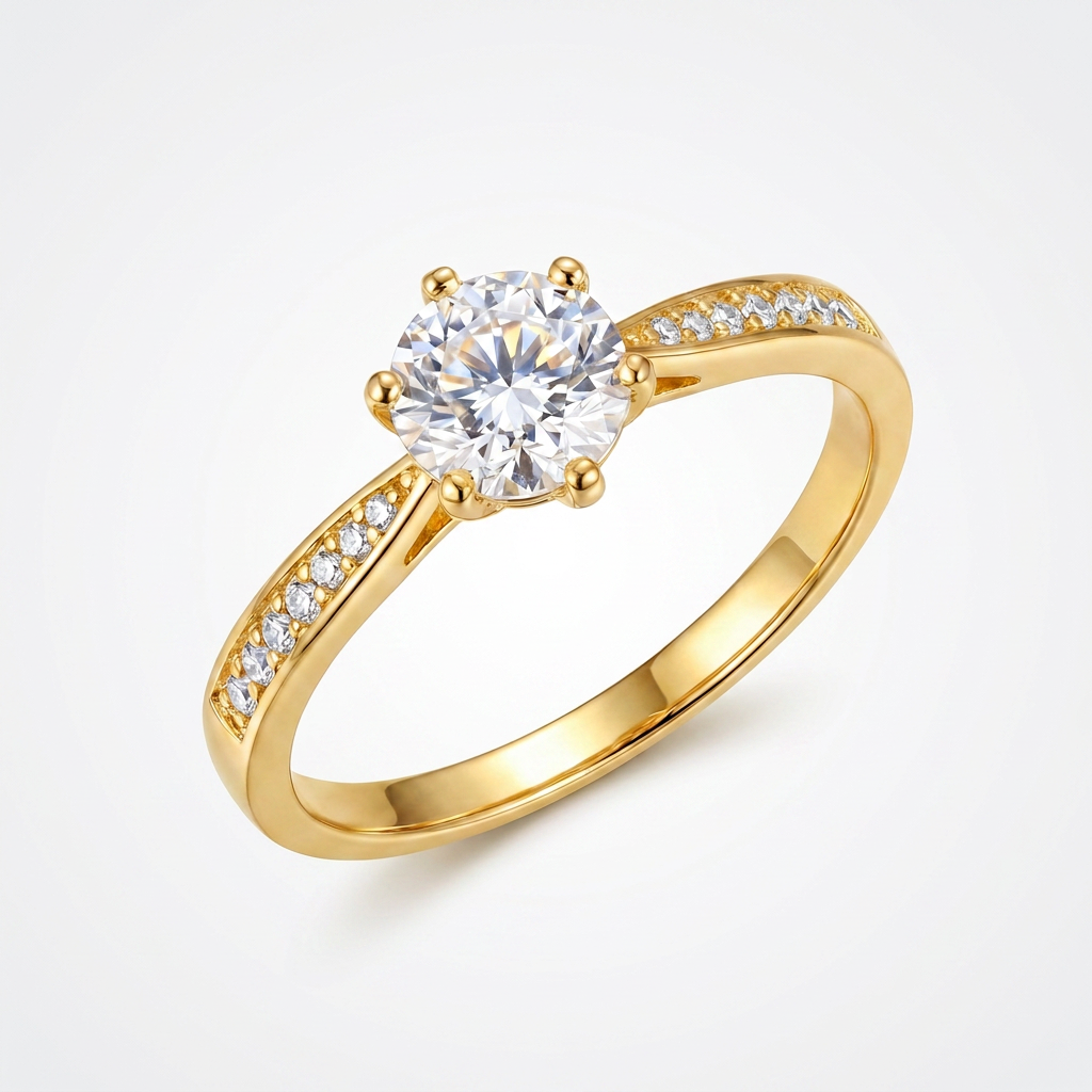 Trío de Boda Nexo Radiante · Set Completo con Moissanite en Vermeil de Oro en oro vermeil 18K — SilverShine (vista 3)