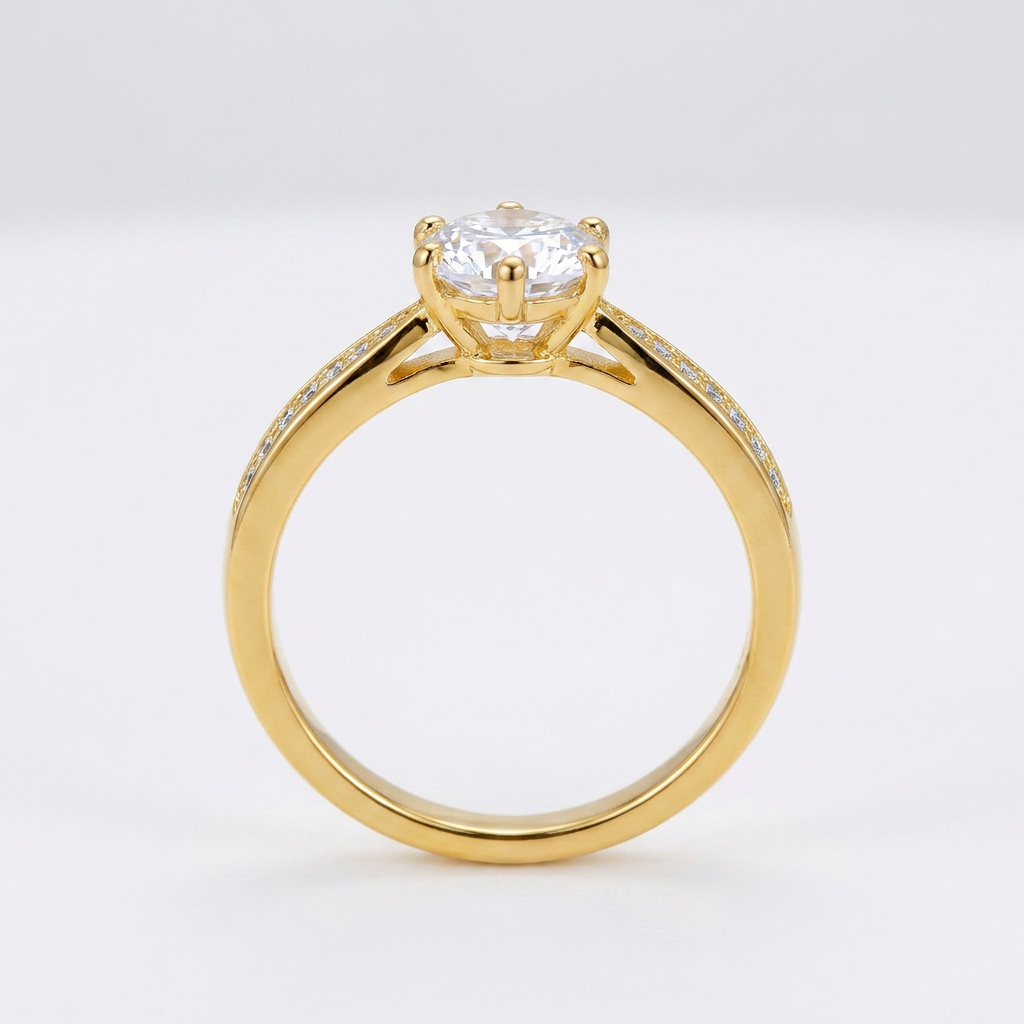 Trío de Boda Nexo Radiante — Set Completo con Moissanite en Vermeil de Oro
