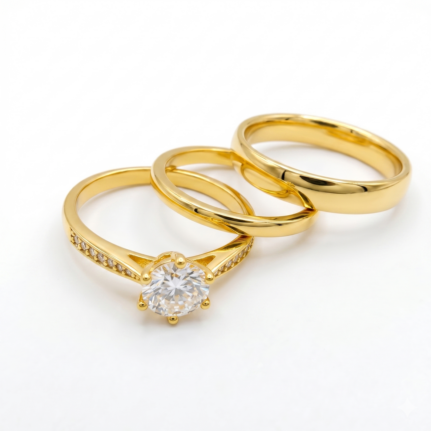Trío de Boda Nexo Radiante · Set Completo con Moissanite en Vermeil de Oro en oro vermeil 18K — SilverShine