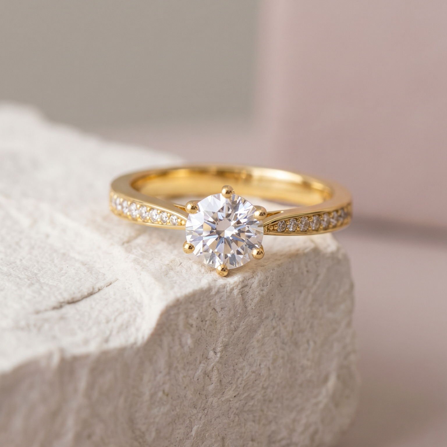 Trío de Boda Nexo Radiante · Set Completo con Moissanite en Vermeil de Oro en oro vermeil 18K — SilverShine (vista 7)