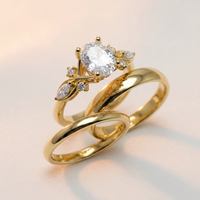 Trío de Boda Jardín de Luz — Set Completo en Vermeil de Oro con Zirconia