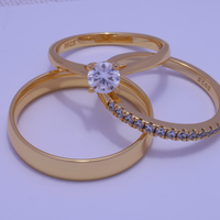 Trio de boda con piedra Moissanita de 0.50CT - Bañada en oro vermeil 18K