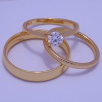 Trio de boda con piedra Moissanita de 0.50CT - Bañada en oro vermeil 18K