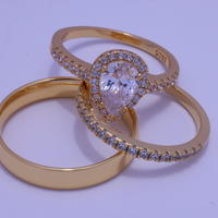 El Trío Perfecto con circonia en forma de gota - Bañado en oro vermeil 18K