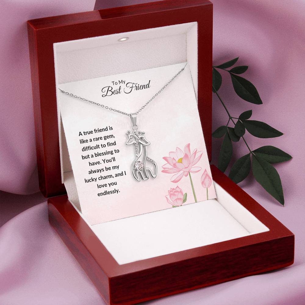 To My Best Friend Necklace - Adorable Giraffe Pendant with Sentimental Message, Unique Friendship Gift for Her