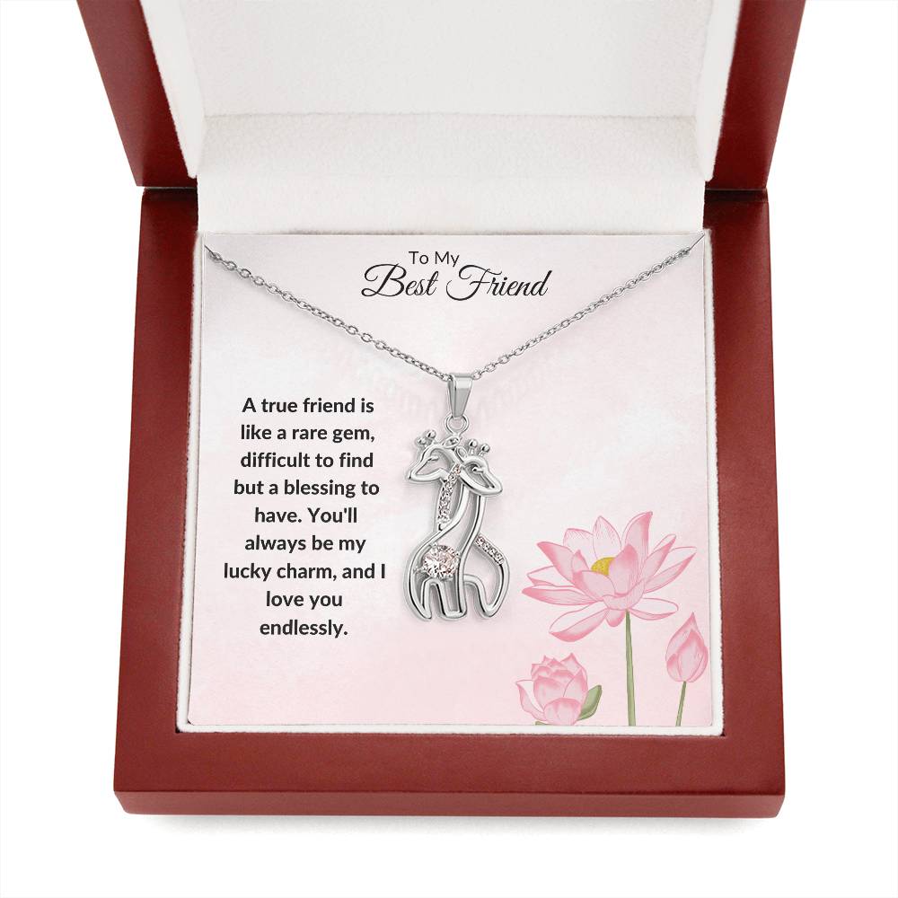 To My Best Friend Necklace - Adorable Giraffe Pendant with Sentimental Message, Unique Friendship Gift for Her