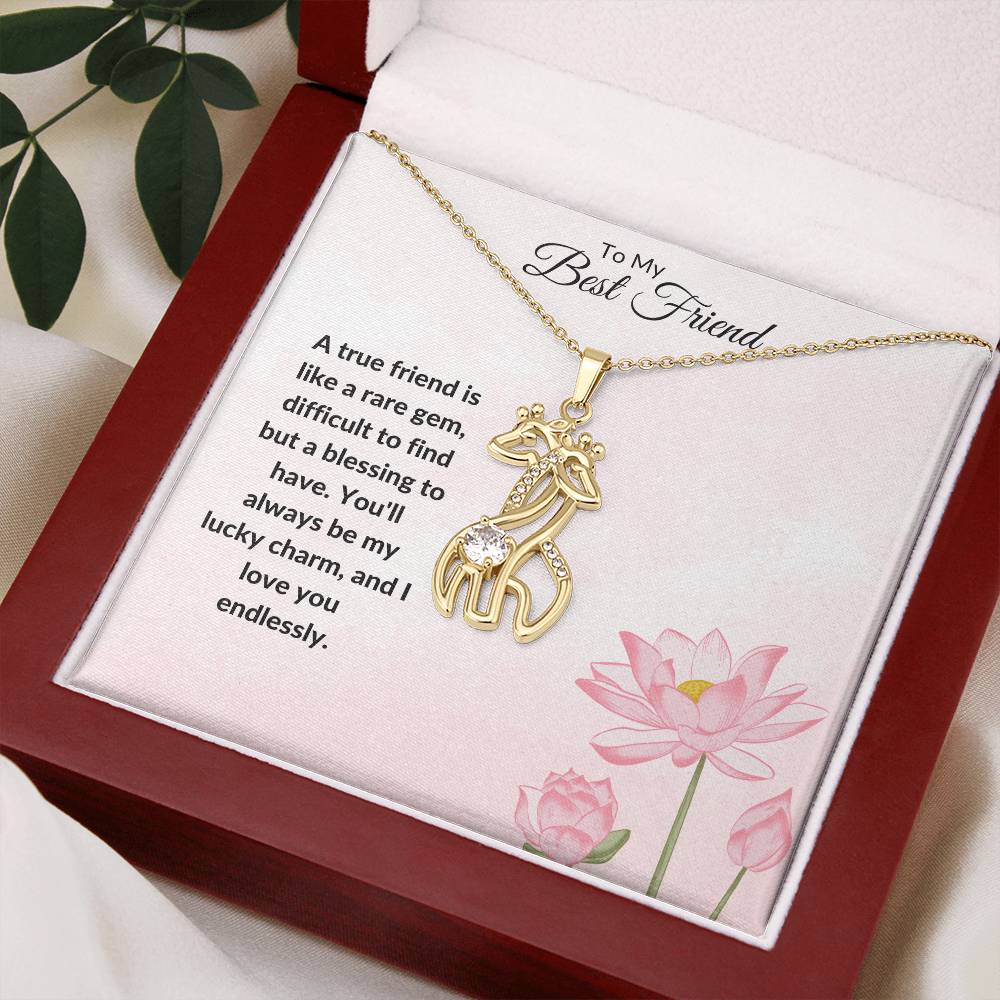 To My Best Friend Necklace - Adorable Giraffe Pendant with Sentimental Message, Unique Friendship Gift for Her