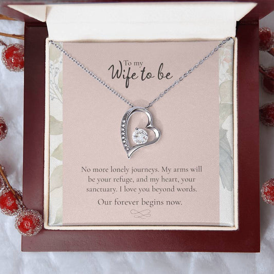 To My Wife to Be - Heart Pendant Necklace, Romantic Engagement Gift, Promise Jewelry for Her