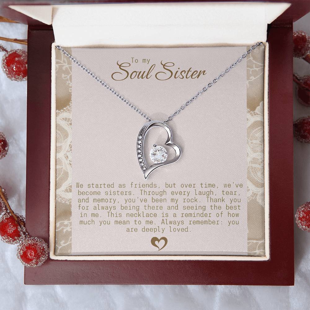 To My Soul Sister Gold Heart Necklace – Sentimental Friendship Pendant, Perfect Gift for Sisters by Heart, Ideal Birthday Gift. Heart sister