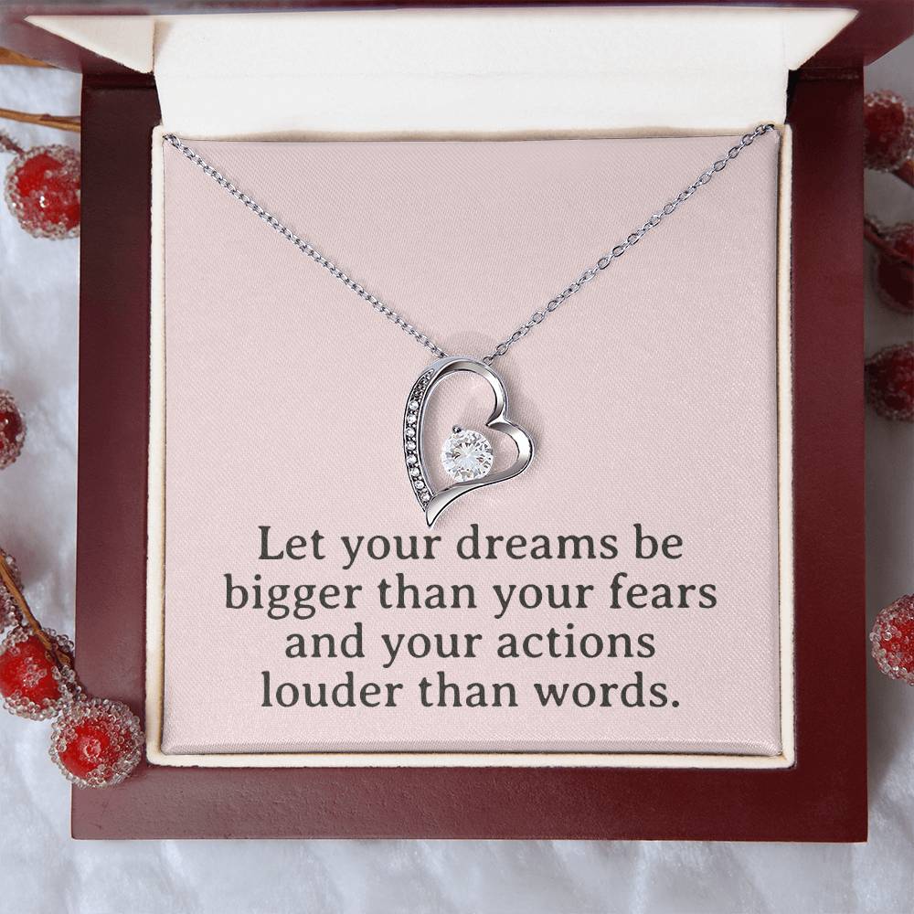 Dreams & Actions Necklace, Motivational Pendant, Inspirational Gift, Love & Empowerment Jewelry, Keepsake Chain, Dream Big Token