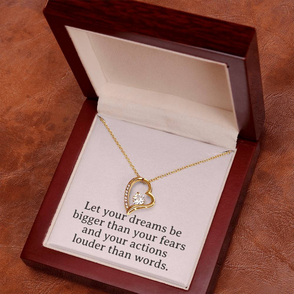 Dreams & Actions Necklace, Motivational Pendant, Inspirational Gift, Love & Empowerment Jewelry, Keepsake Chain, Dream Big Token